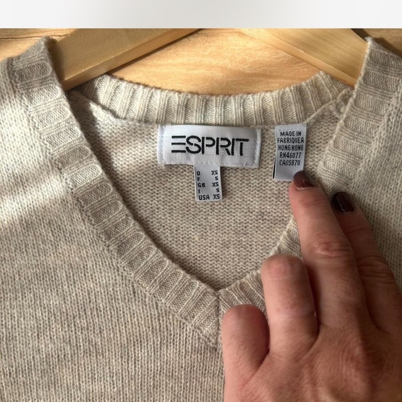 Tan |Esprit| Lambswool Blend Sleeveless Knit Vest Black Nordstrik Detail Size XS - Picture 4 of 7